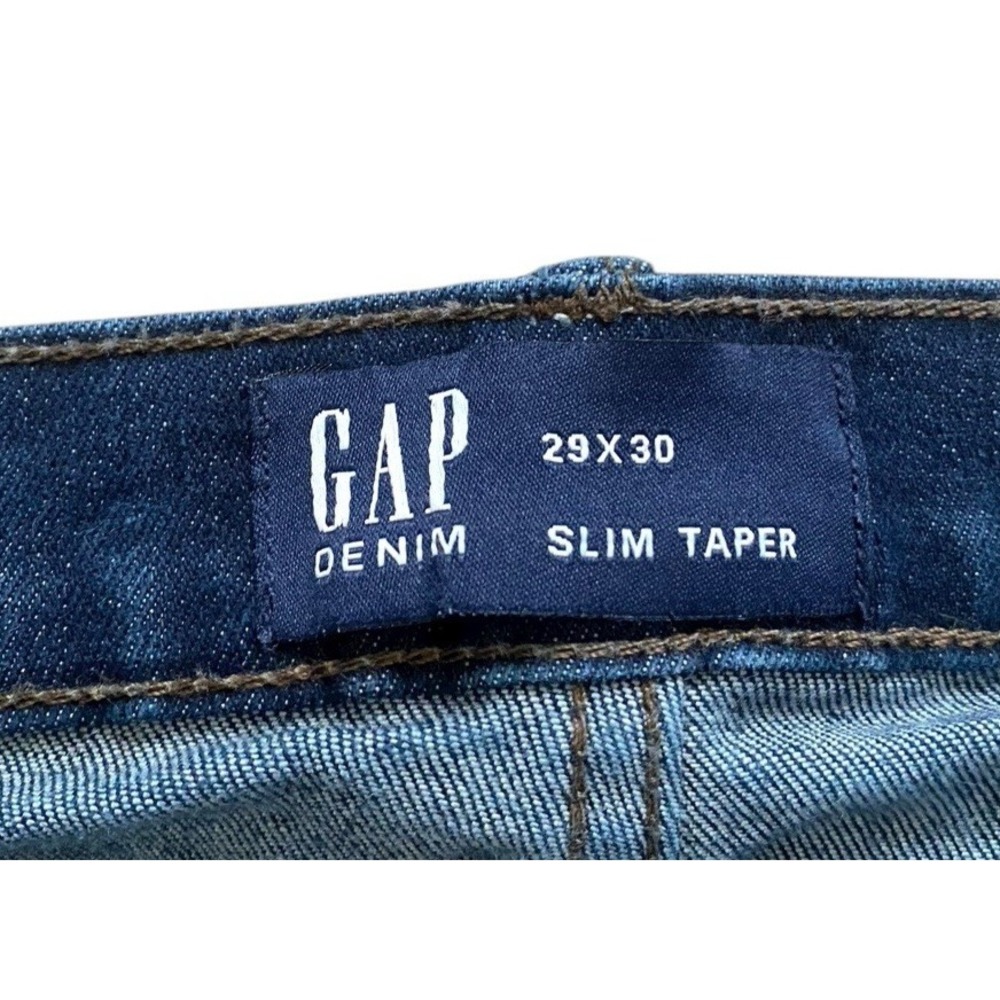 GAP Mens Slim Taper Dark Wash Jeans Size 29 x 30 ' All Temps ' Denim - Pockets - Picture 5 of 7